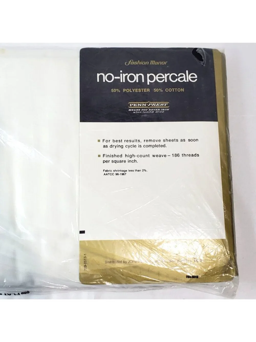 VTG JCPenney Fashion Manor White Percale Flat Sheet Double Bed  No-Iron USA